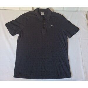 Lacoste Polo Shirt Men’s 6 XL Black Cotton Short Sleeve Classic Fit Croc Logo